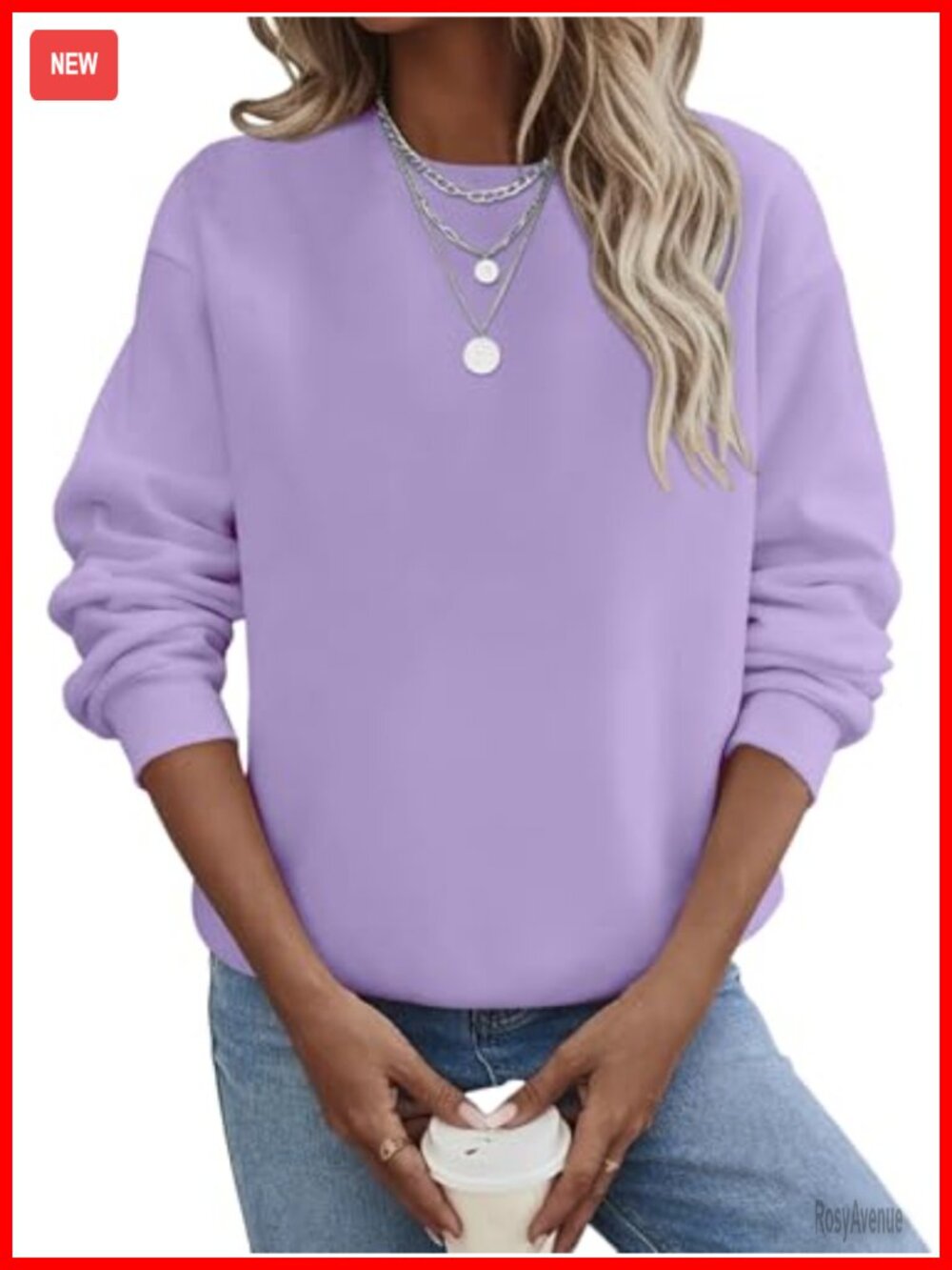 Womens Fleece Crewneck Sweatshirt Oversized Tunic Fall Top